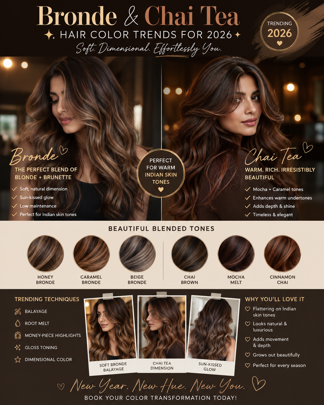 Bronde & Chai Tea Hair Color Trends for 2026 ✨