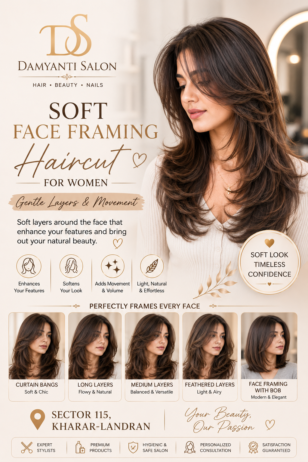 Soft Face Framing Haircut — Gentle Layers | Mohali