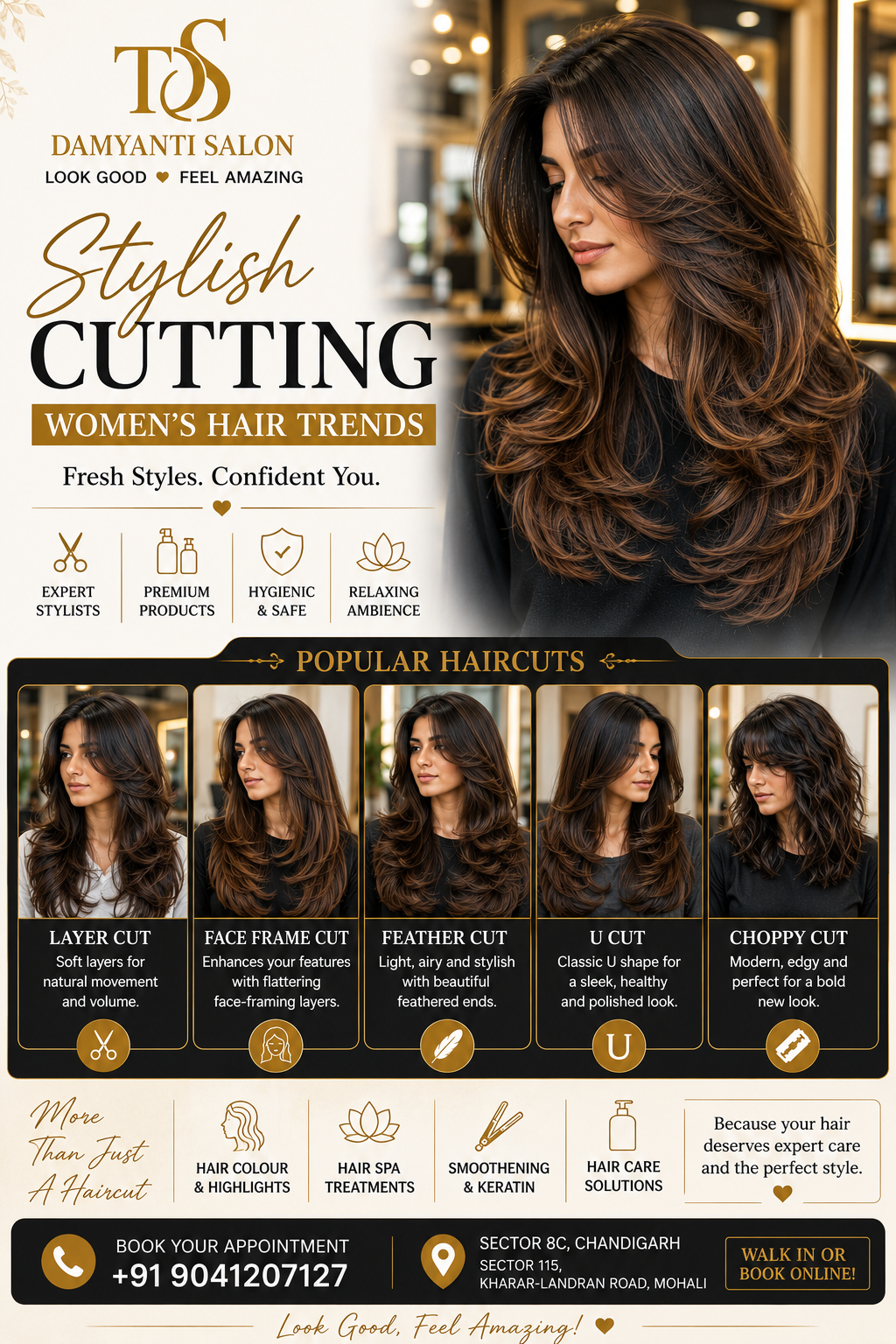 Curtain Bangs & Layered Haircut for Women | Mohali