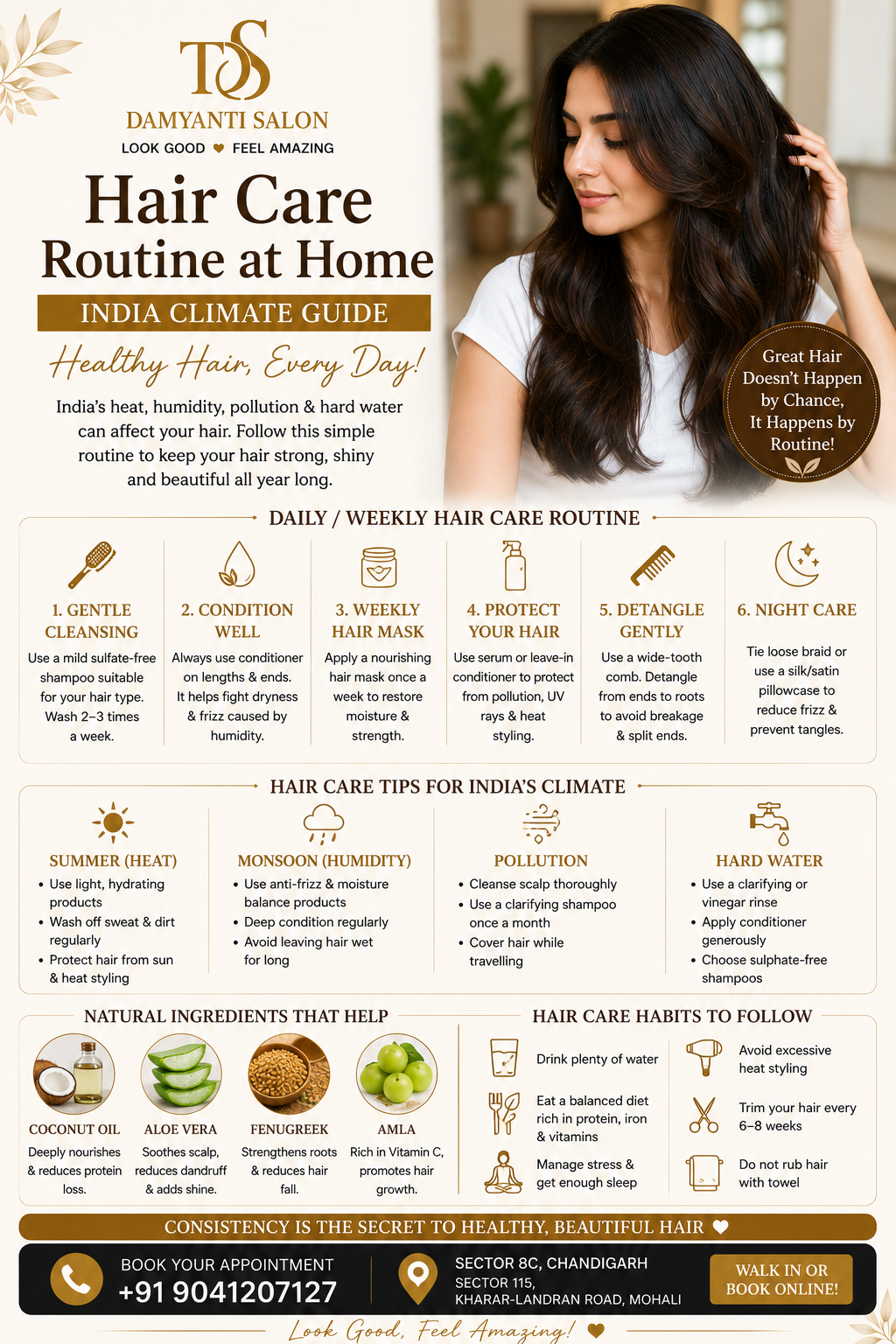 Hair Care Routine Steps — Morning to Night