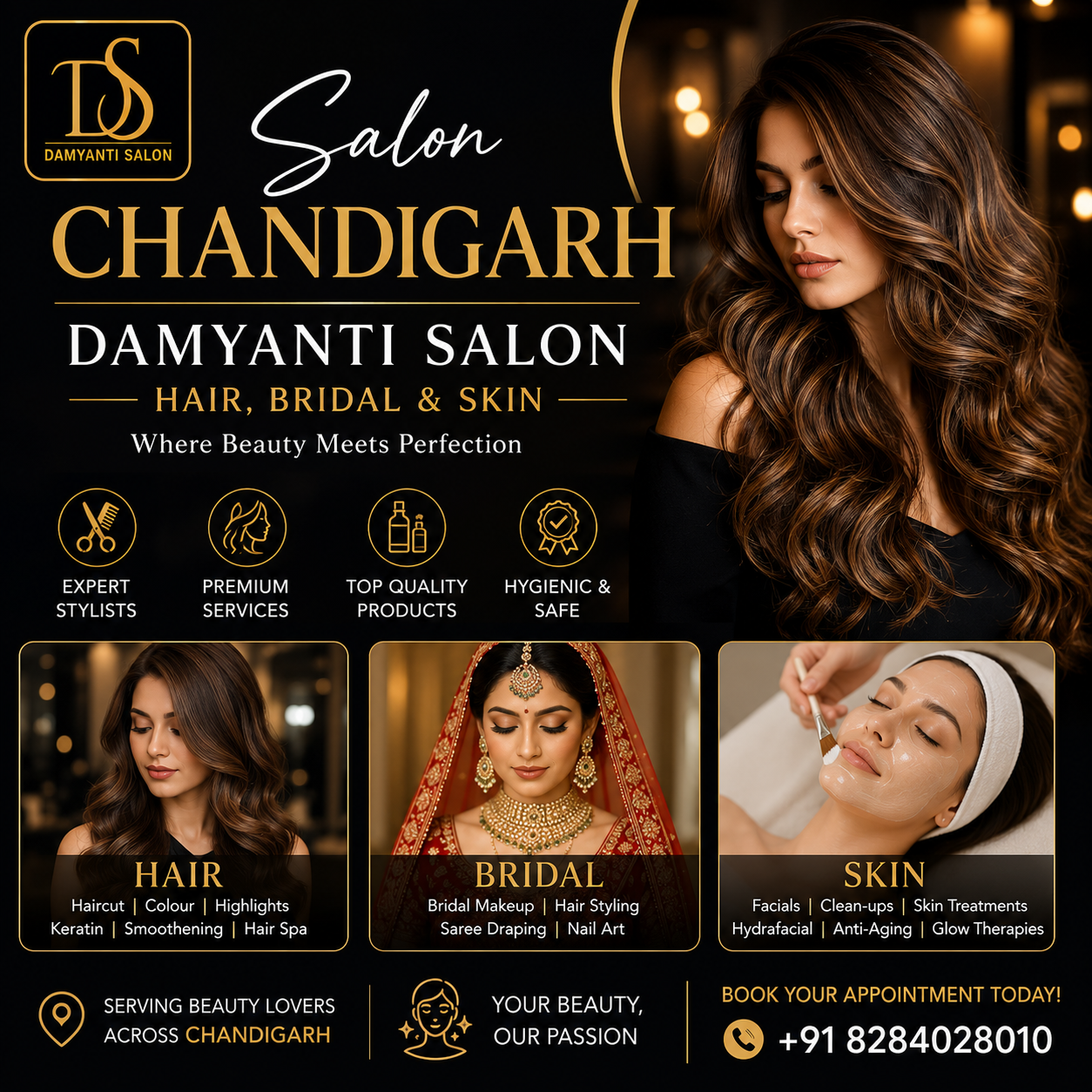 Salon Chandigarh — Damyanti Salon | Hair, Bridal & Skin