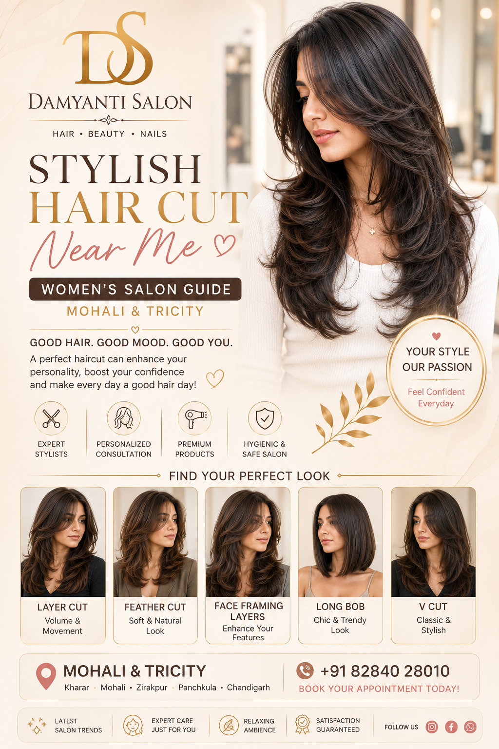Face Framing Layers Haircut for Women | Mohali Salon