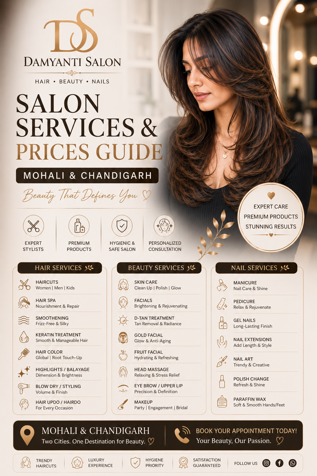 Salon Services & Prices Guide — Mohali & Chandigarh